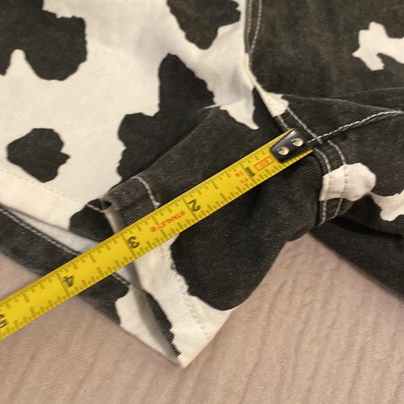 12th Tribe Black and White Cow Print Jean Shorts. Size M - Picture 7 of 9